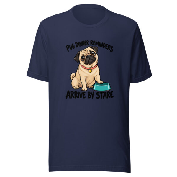 Pug Dinner Reminders Arrive By Stare Graphic Tee mockup 6 Pug Dinner Reminders Arrive By Stare Graphic Tee mockup 6