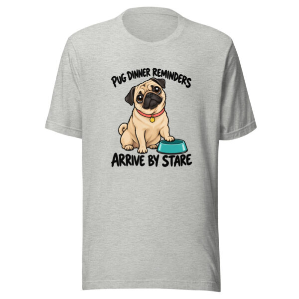 Pug Dinner Reminders Arrive By Stare Graphic Tee mockup 7 Pug Dinner Reminders Arrive By Stare Graphic Tee mockup 7